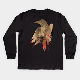 Raven's cloak sprinkled with blood Kids Long Sleeve T-Shirt